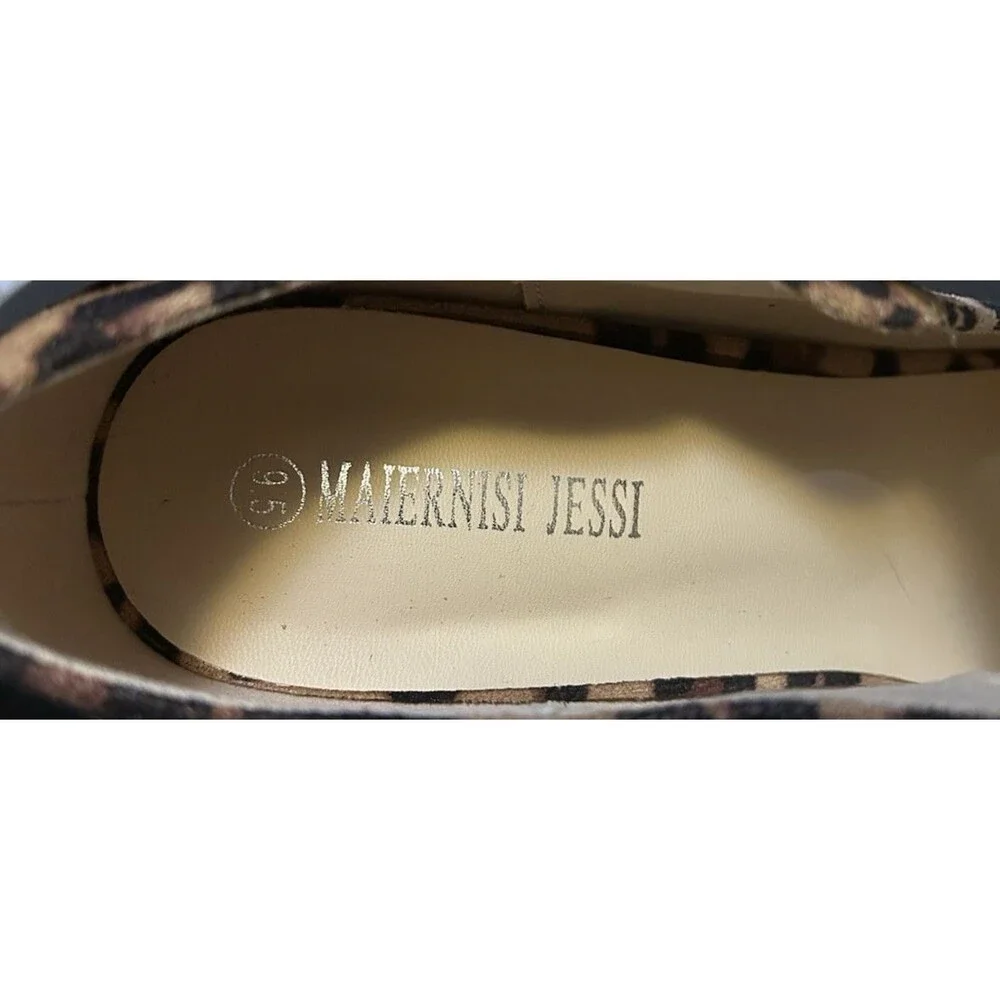 Maiernisi Jessi Leopard Print Dress Shoes Heels Bow Detail Block Heel  Size 9.5